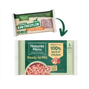 Natures Menu | Raw Frozen | 100% Lamb & Chicken Freeflow Mince | Dog | Adult | 2KG